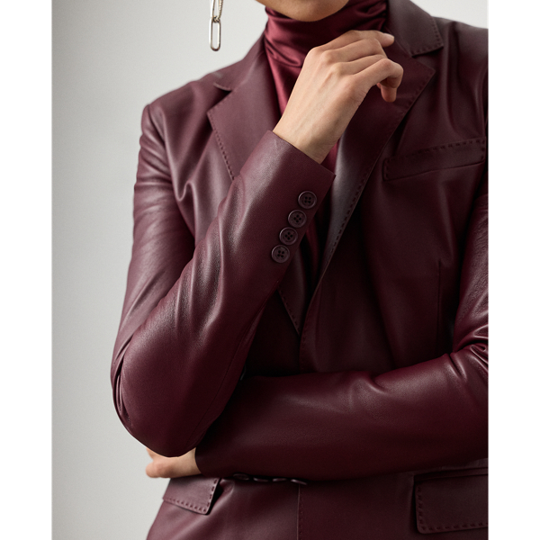 Bordeaux Parker Lambskin Jacket Ralph Lauren Collection 7