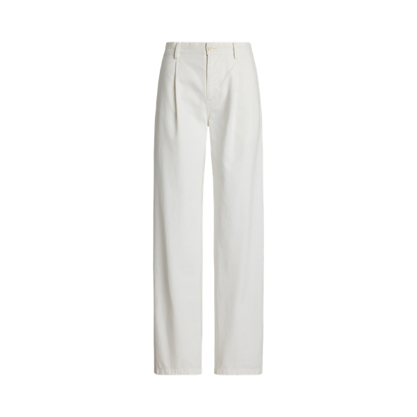 パンツ RALPH LAUREN Women Straight Pants 211943009 001 WHITE Linen Drawstring Straight-Leg Pant