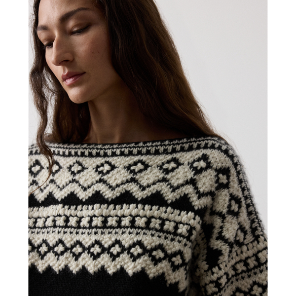 Cashmere Jacquard Boatneck Sweater