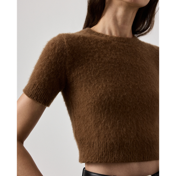 Cashmere-Alpaca-Blend Cropped Sweater