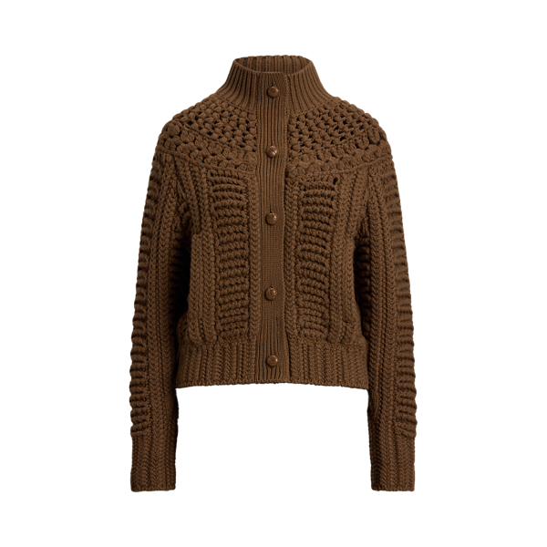 トップス LAUREN RALPH LAUREN linen native sweater Vtg Ralph Lauren Hand knit Sweater Cardigan Coat Linen