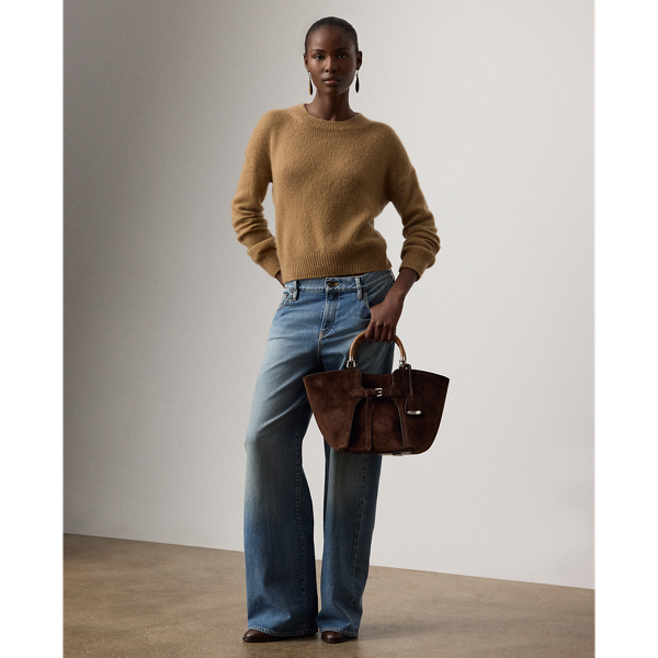 Cashmere-Blend Jersey Crewneck Sweater