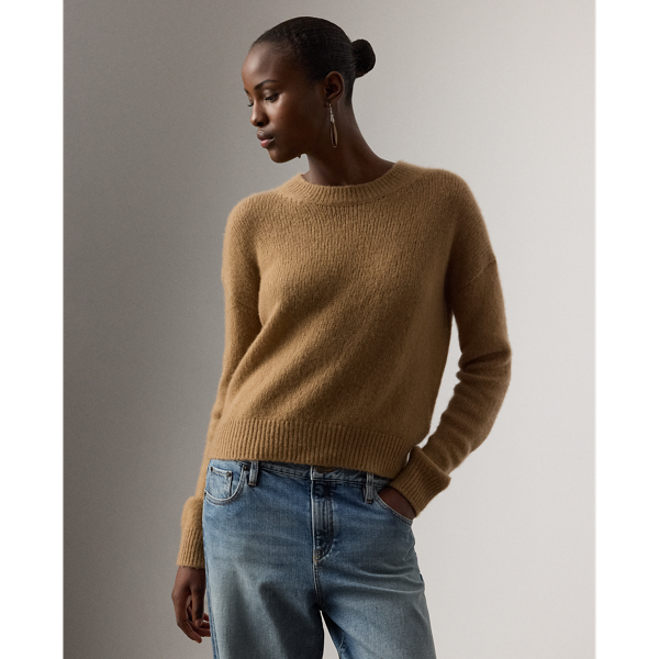 Cashmere-Blend Jersey Crewneck Sweater