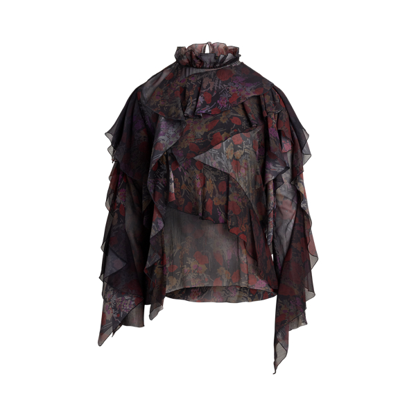 Geblümte Chiffonbluse Ilene mit Rüschen
