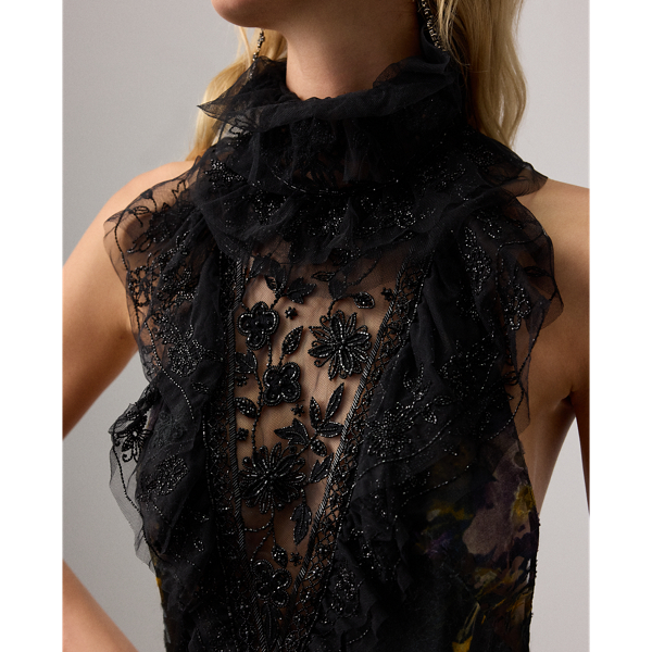 Ellen Floral Devoré Satin Evening Dress