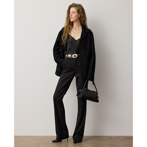 Женские куртки Ralph Lauren Perce Fringe-Trim Lamb-Suede Jacket