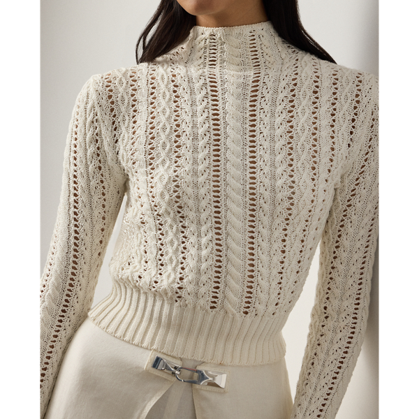 Cotton-Silk Funnelneck Sweater
