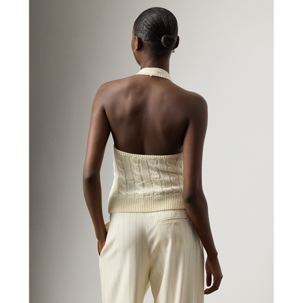 Cable-Knit Silk Halter Sweater