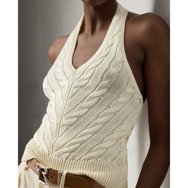 Cable-Knit Silk Halter Sweater