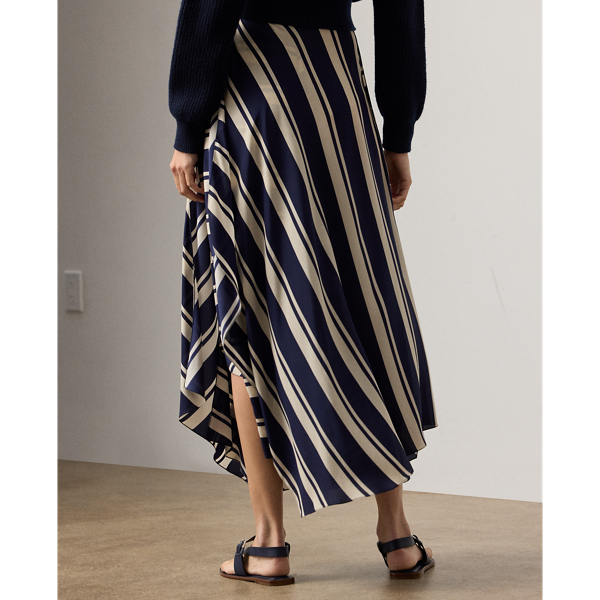 Tilda Striped Crepe De Chine Skirt