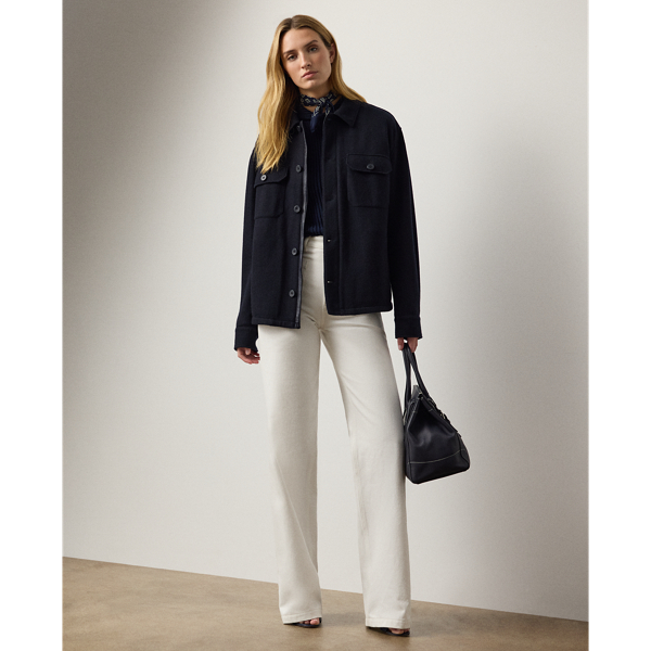 Navy Hollins Felted Cashmere Jersey Shacket Ralph Lauren Collection 4