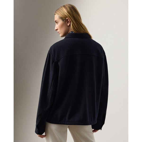 Navy Hollins Felted Cashmere Jersey Shacket Ralph Lauren Collection 5