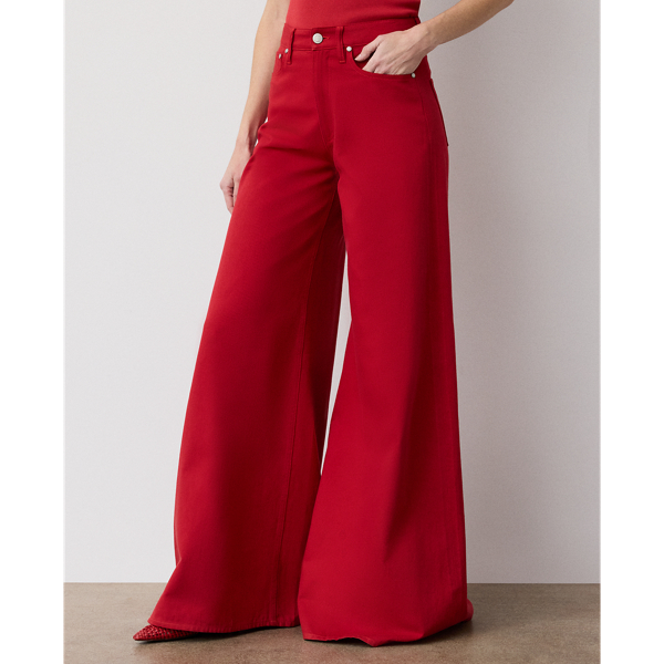 Jean Collen &agrave; jambe large Ralph Lauren Collection en Rouge vif 5