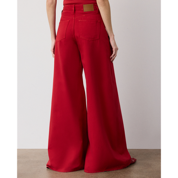Jean Collen &agrave; jambe large Ralph Lauren Collection en Rouge vif 6