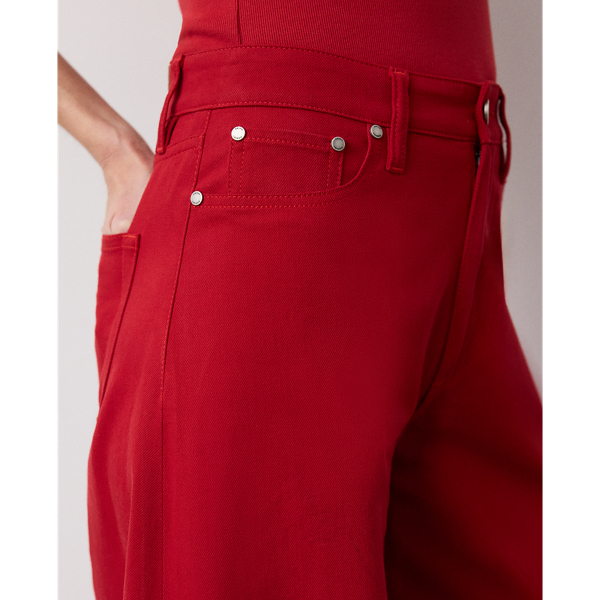 Jean Collen &agrave; jambe large Ralph Lauren Collection en Rouge vif 7