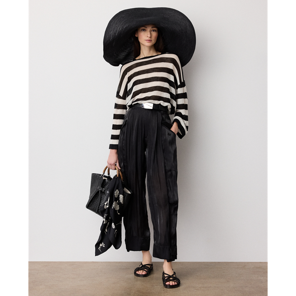 Gestreifter Seiden-Leinen-Pullover Ralph Lauren Collection in Schwarz/Lux-Creme 4