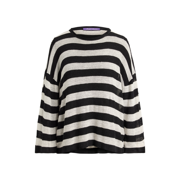 Gestreifter Seiden-Leinen-Pullover Ralph Lauren Collection in Schwarz/Lux-Creme 2