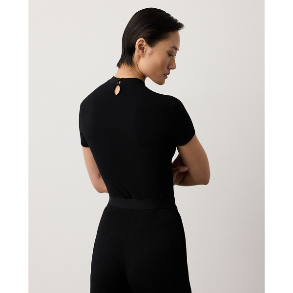 Kurzarmpullover mit Stretchanteil Ralph Lauren Collection in Schwarz 5