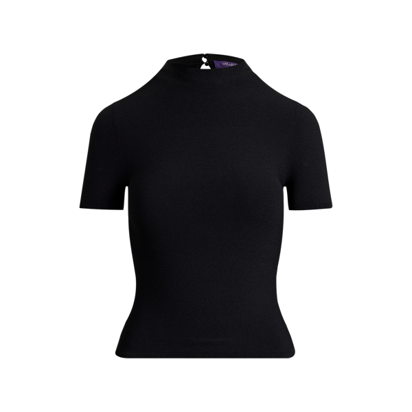 Kurzarmpullover mit Stretchanteil Ralph Lauren Collection in Schwarz 2