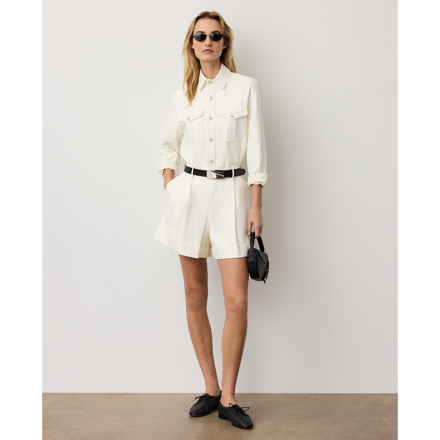 Женская рубашка Ralph Lauren Landry Lambskin, цвет: Кремовый — фото 1