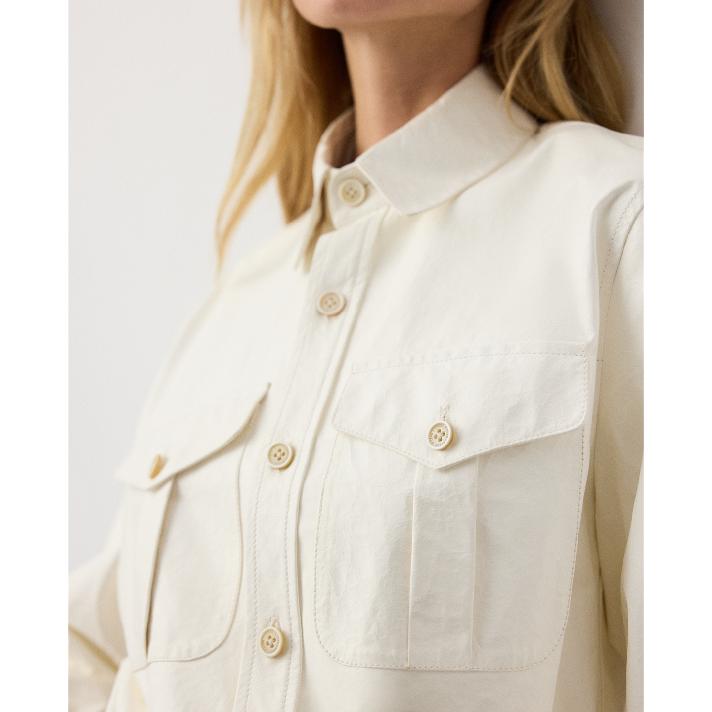 Женская рубашка Ralph Lauren Landry Lambskin, цвет: Кремовый — фото 3