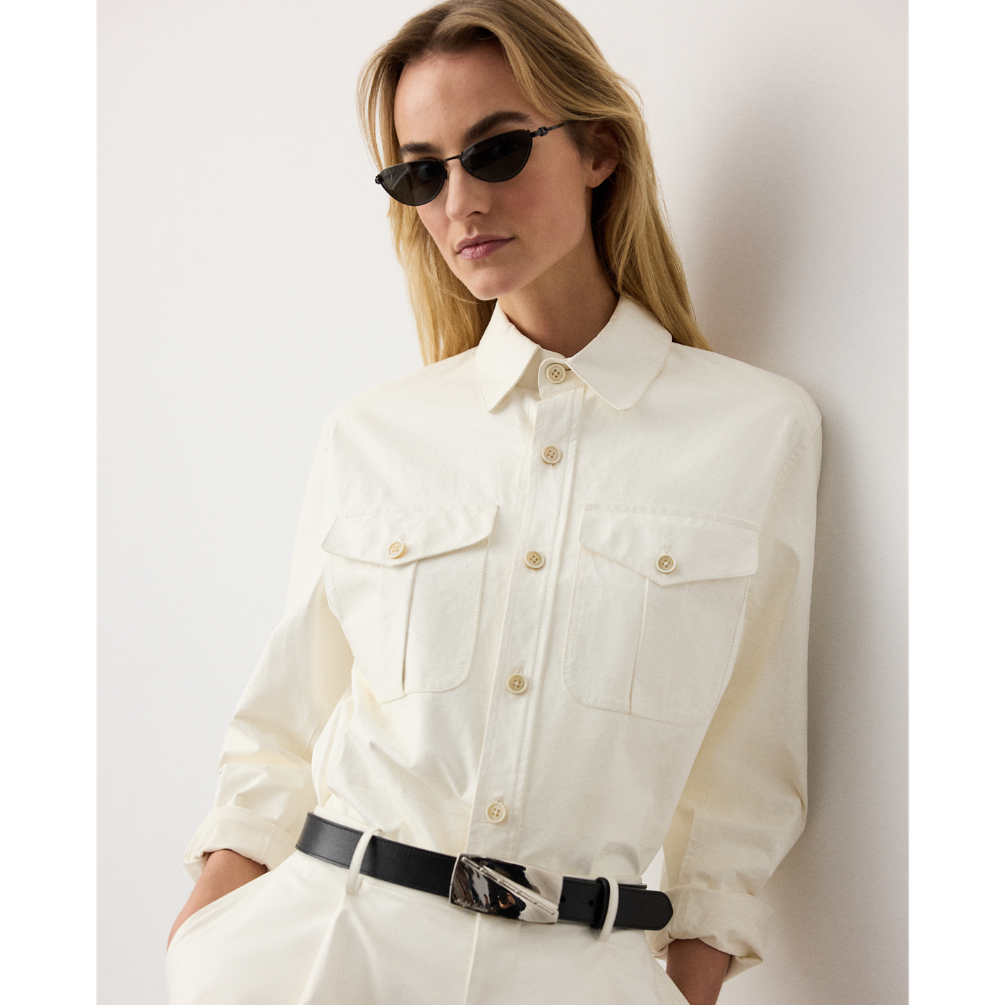 Женская рубашка Ralph Lauren Landry Lambskin, цвет: Кремовый — фото 4