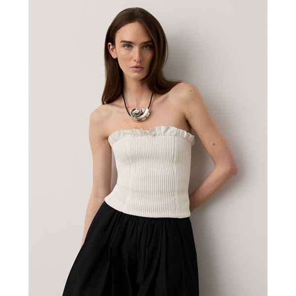 Cream Fisher Lambskin Bustier Ralph Lauren Collection 7