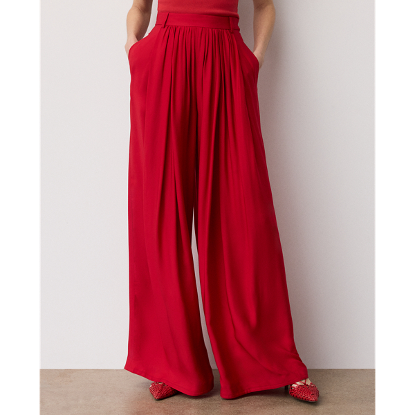 Satin-Hose Vannesa mit weitem Bein Ralph Lauren Collection in Strahlendes Rot 4