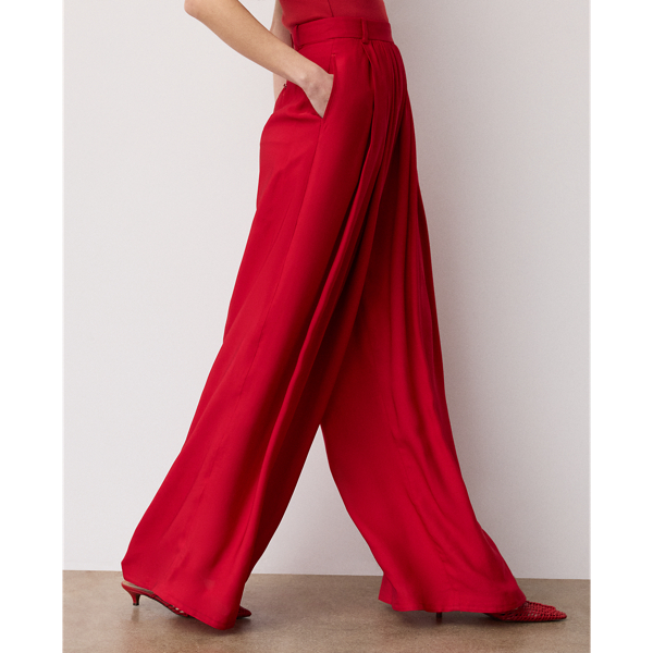 Satin-Hose Vannesa mit weitem Bein Ralph Lauren Collection in Strahlendes Rot 6
