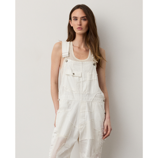 Ivory Mosiac Garrick Denim Patchwork Jumpsuit Ralph Lauren Collection 4