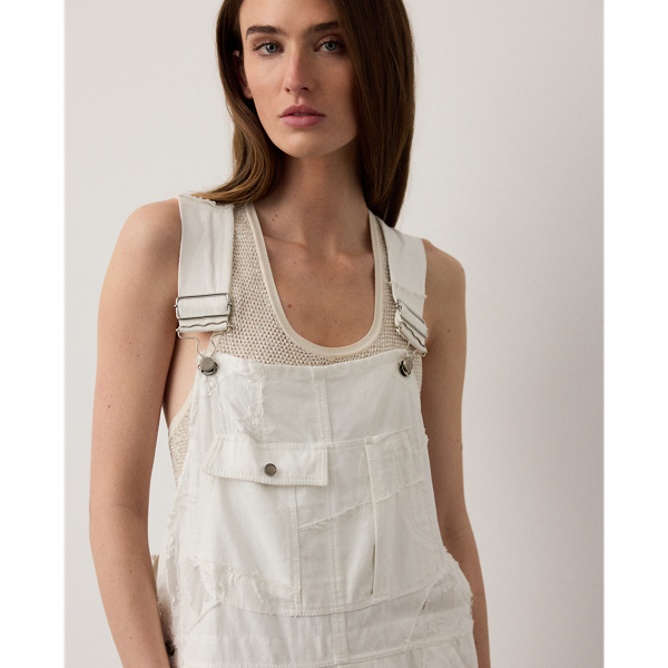 Ivory Mosiac Garrick Denim Patchwork Jumpsuit Ralph Lauren Collection 7