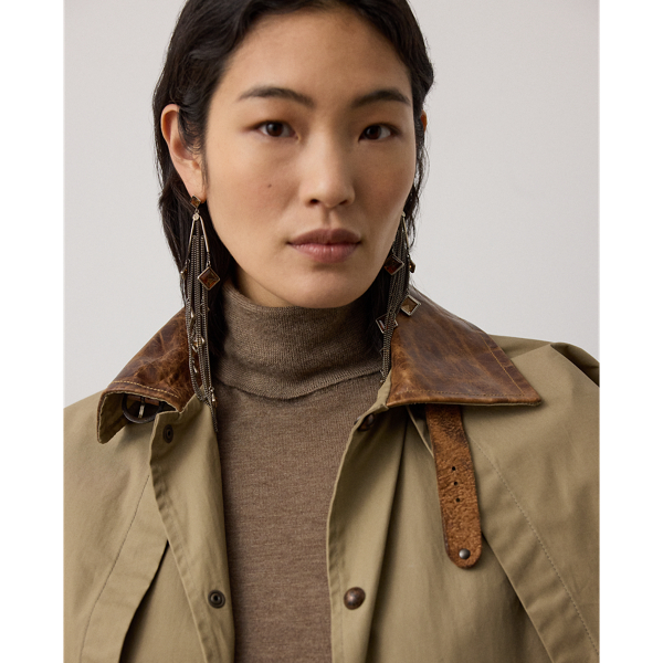 Taupe Melange Cashmere Short-Sleeve Turtleneck Sweater Ralph Lauren Collection 6
