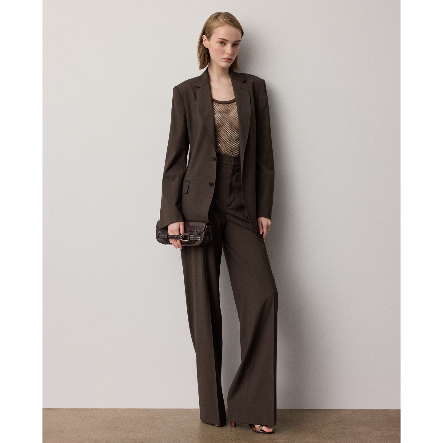 Женский топ Ralph Lauren Melony Embellished Mesh, цвет: Тёмно-коричневый — фото 1
