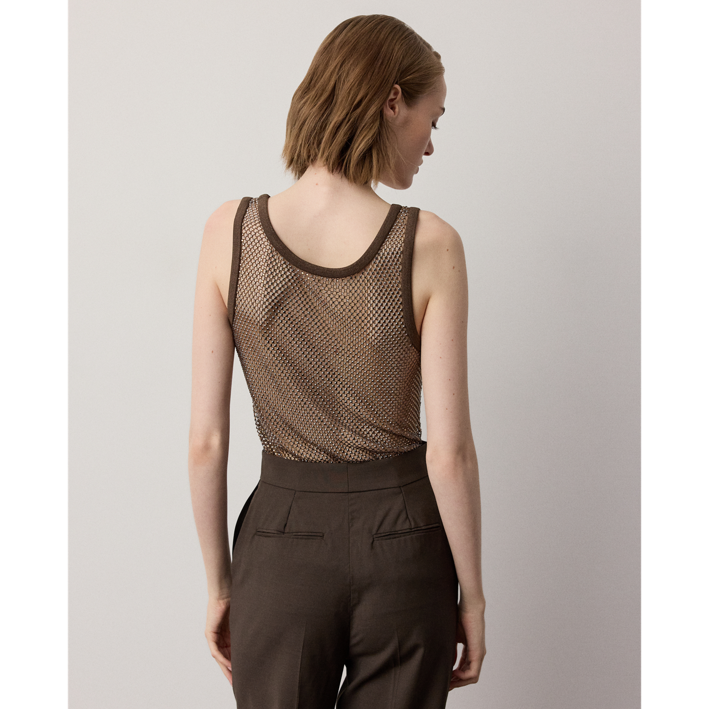Женский топ Ralph Lauren Melony Embellished Mesh, цвет: Тёмно-коричневый — фото 2