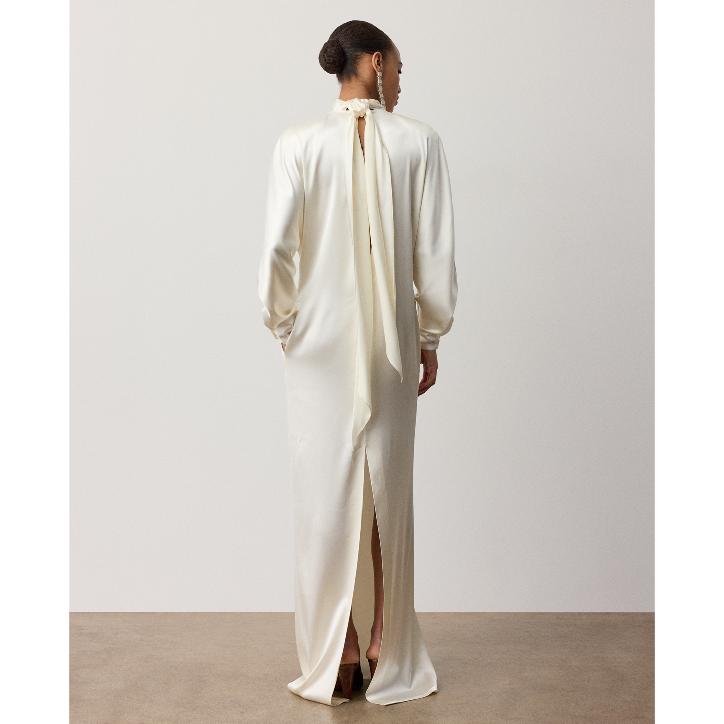 Женское платье Ralph Lauren Candi Satin Evening, цвет: Кремовый — фото 2