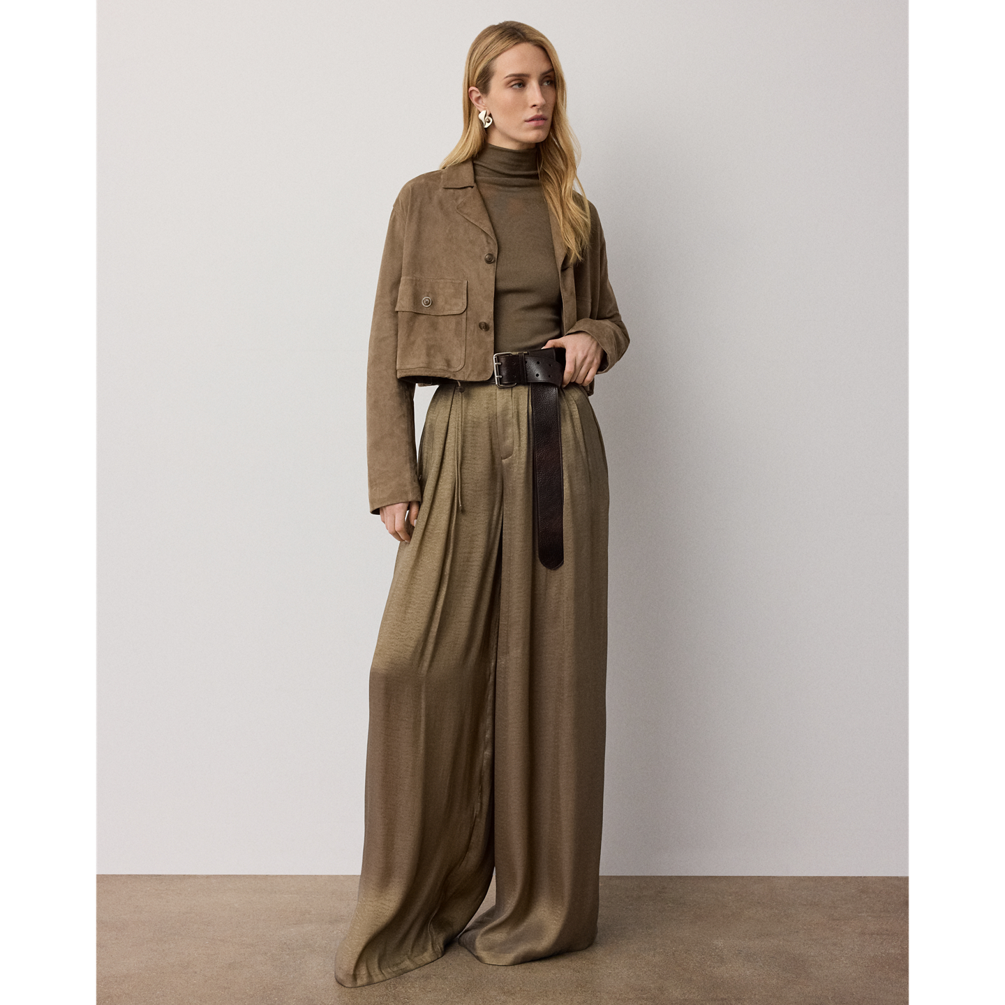 Женские брюки Ralph Lauren Greer Lamé Pleated, цвет: Состаренный латунный — фото 4