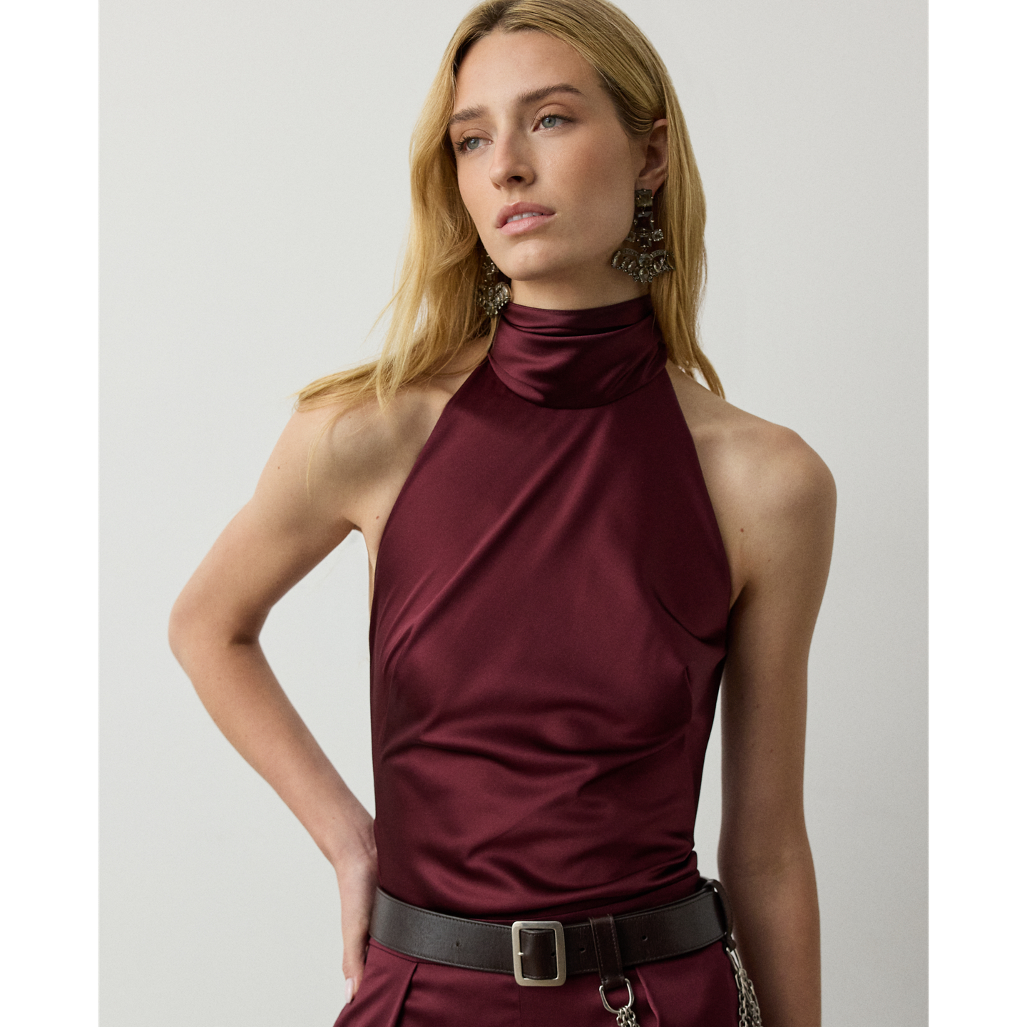 Женский топ Ralph Lauren Chilton Satin Top, цвет: Carmine — фото 3