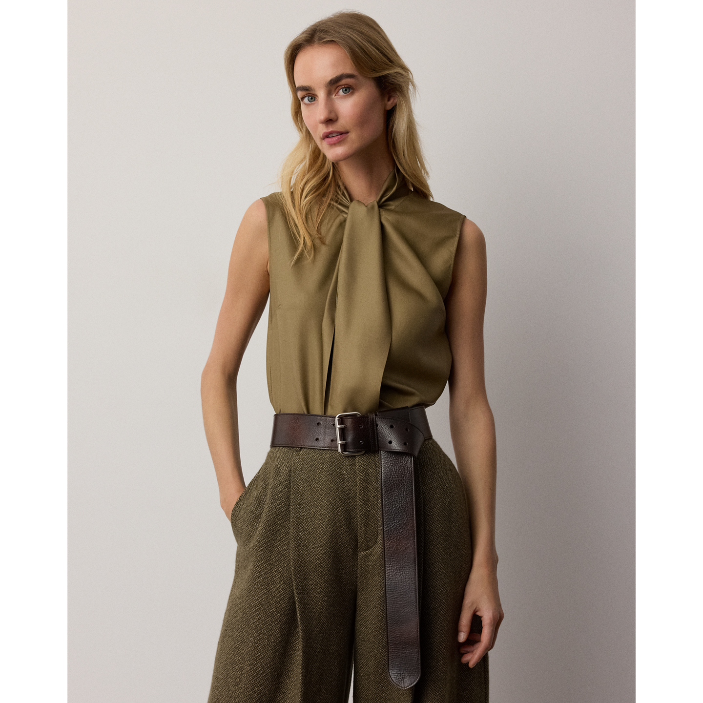Женский топ Ralph Lauren Gilmore Satin Taffeta, цвет: Porcini — фото 4