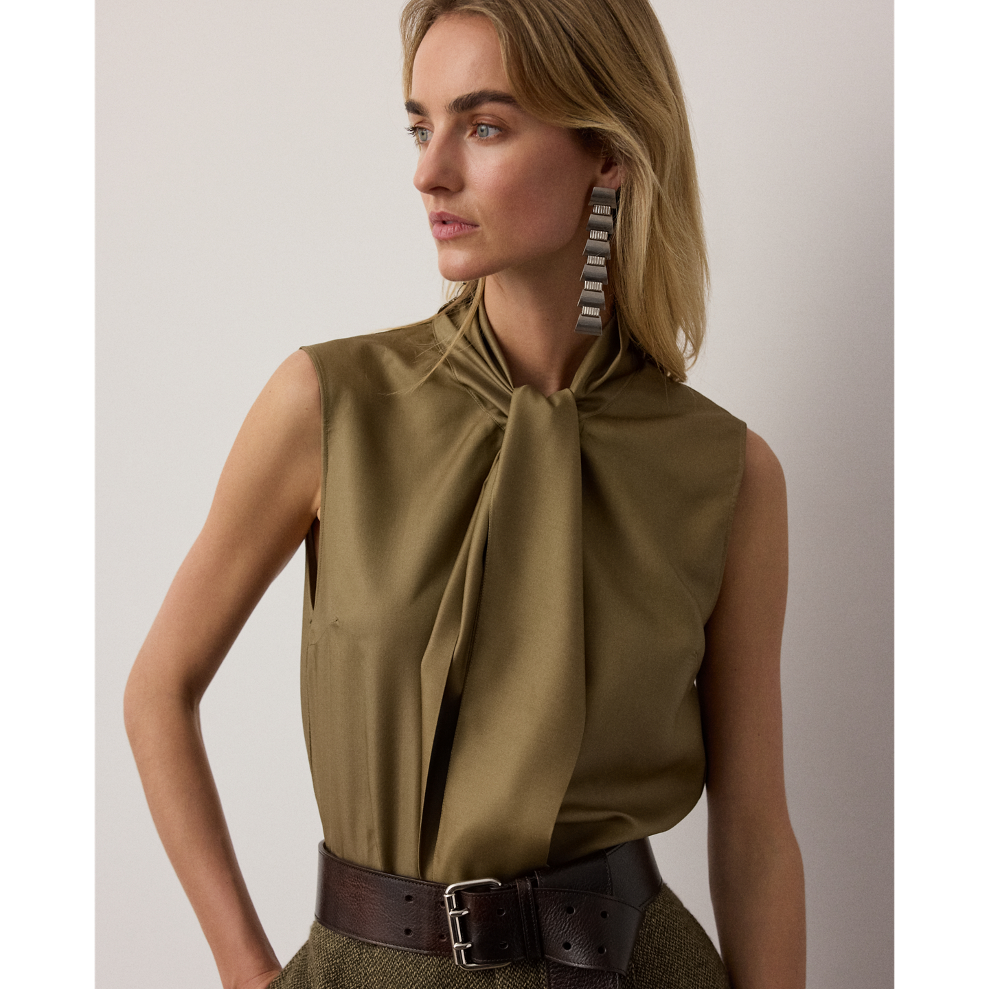 Женский топ Ralph Lauren Gilmore Satin Taffeta, цвет: Porcini — фото 2