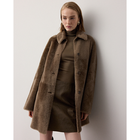 Женские куртки Ralph Lauren Janise Waxed Lamb-Shearling Coat