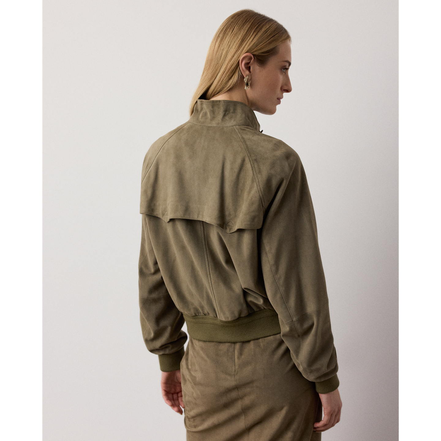 Женская куртка Ralph Lauren Perrie Lamb-Suede, цвет: Светлый кипарисовый — фото 2
