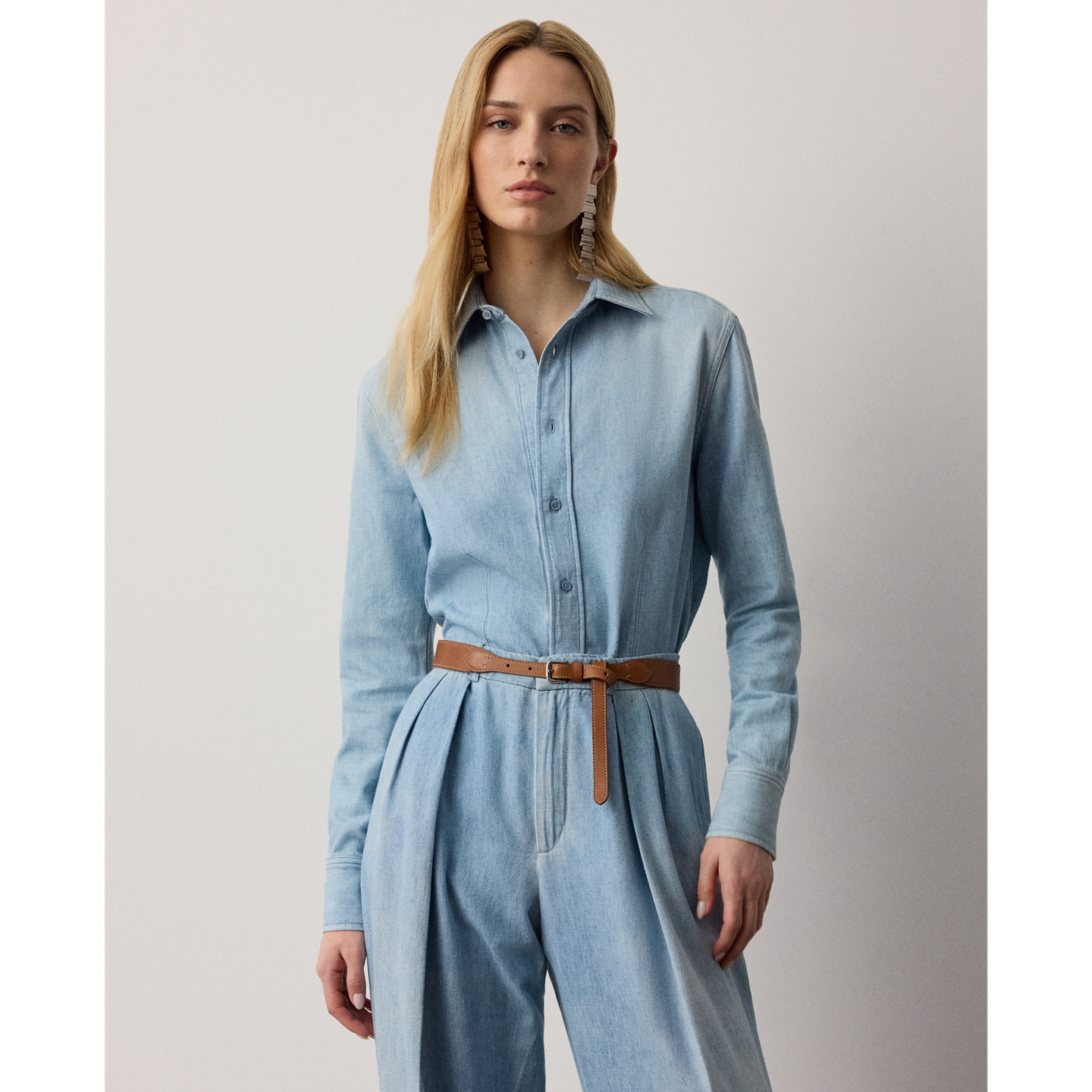 Женская рубашка Ralph Lauren Callie Cotton Denim, цвет: Светлый индиго — фото 5