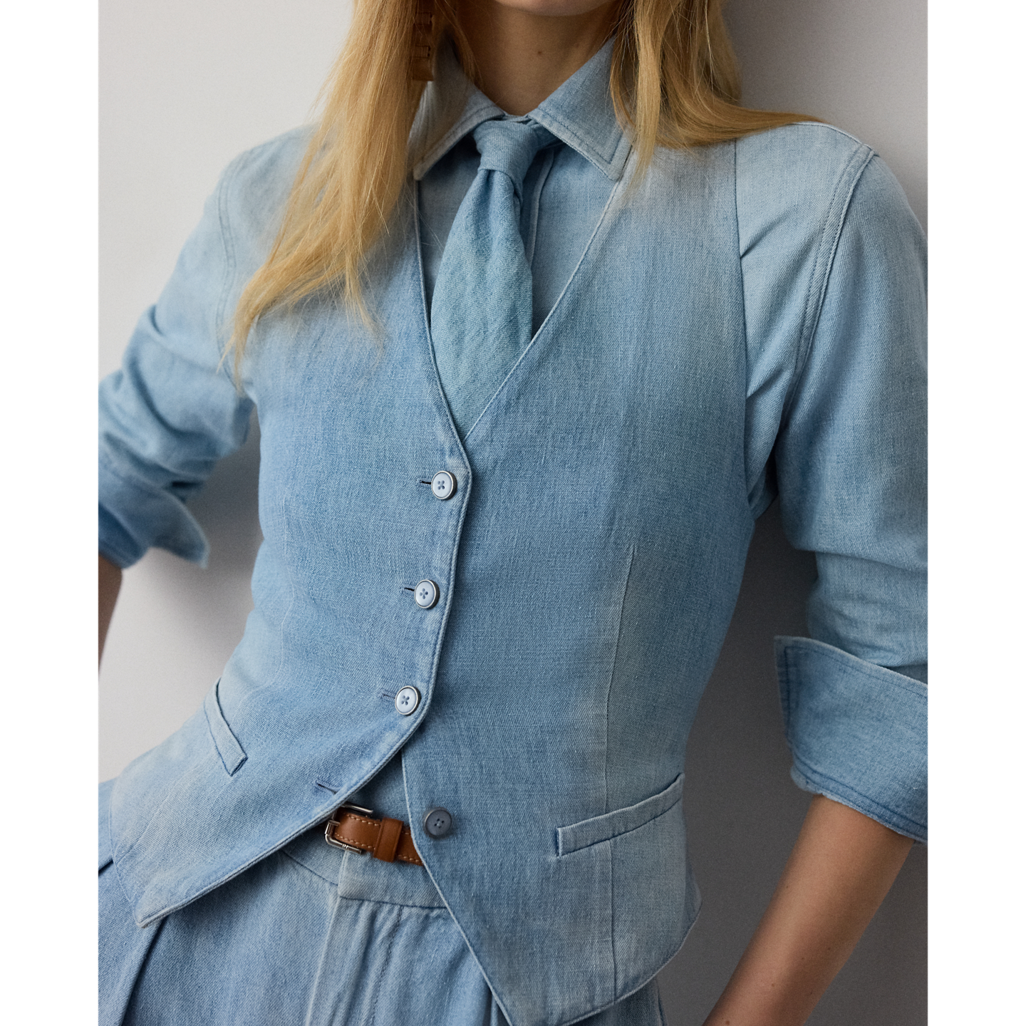 Женский жилет Ralph Lauren Clarissa Cotton Denim, цвет: Светлый индиго — фото 3