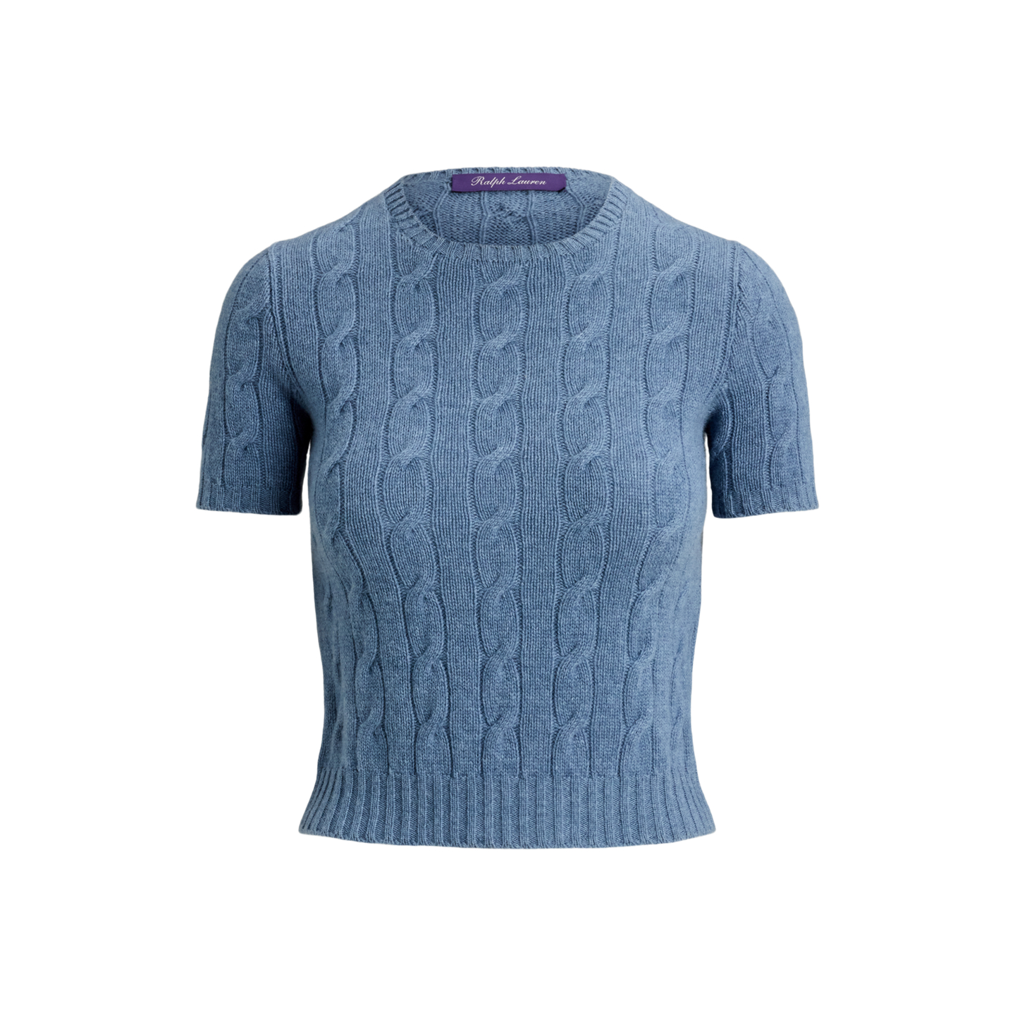 Женский свитер Ralph Lauren Cable-Knit Cashmere Cropped, цвет: Шамбре меланжевый — фото 6