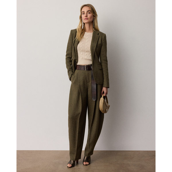 Cropped kabelgebreide kasjmier trui Ralph Lauren Collection in Summer sand melange 4