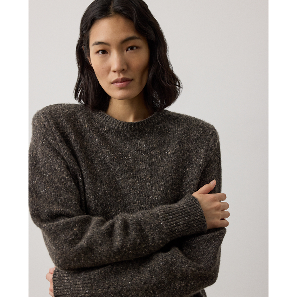 Taupe Grey Melange Cashmere Donegal Crewneck Sweater Ralph Lauren Collection 6