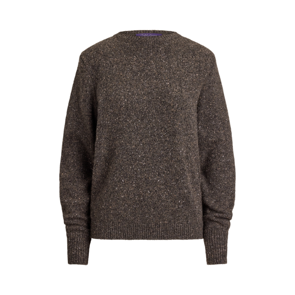 Taupe Grey Melange Cashmere Donegal Crewneck Sweater Ralph Lauren Collection 2