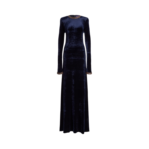 Evening Blue Nancie Velour Evening Dress Ralph Lauren Collection 2