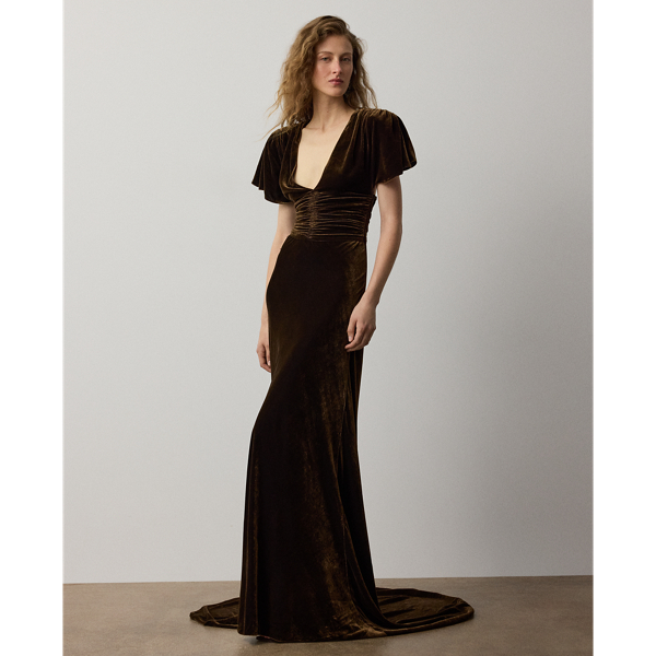 Charisse Changeant Velvet Evening Dress