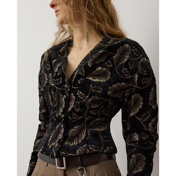 Dark Grey Multi Pendy Feather Velvet Jacquard Jacket Ralph Lauren Collection 6
